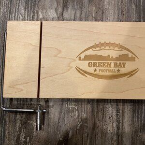 Green Bay Football Engraved Maple Cheese Slicer Board – Handmade by Timber to Ta